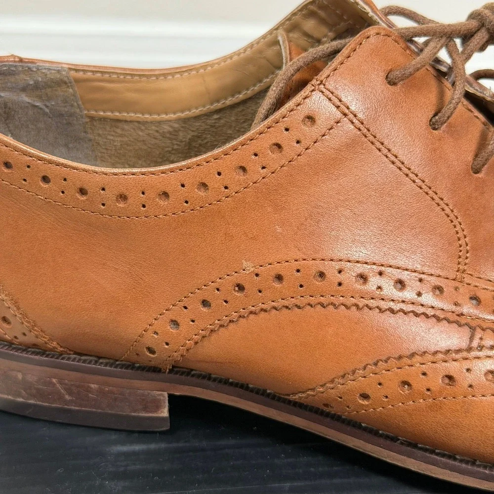Florsheim Wingtip Oxford Mens 10 D Brown Leather Brogue Dress Shoes 11737-257